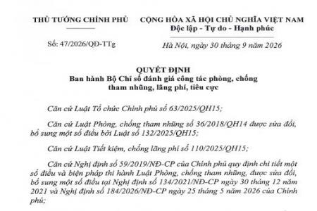 Bước đột phá trong đánh giá công tác phòng, chống tham nhũng, lãng phí, tiêu cực: thước đo mới cho trách nhiệm và hiệu quả thực thi